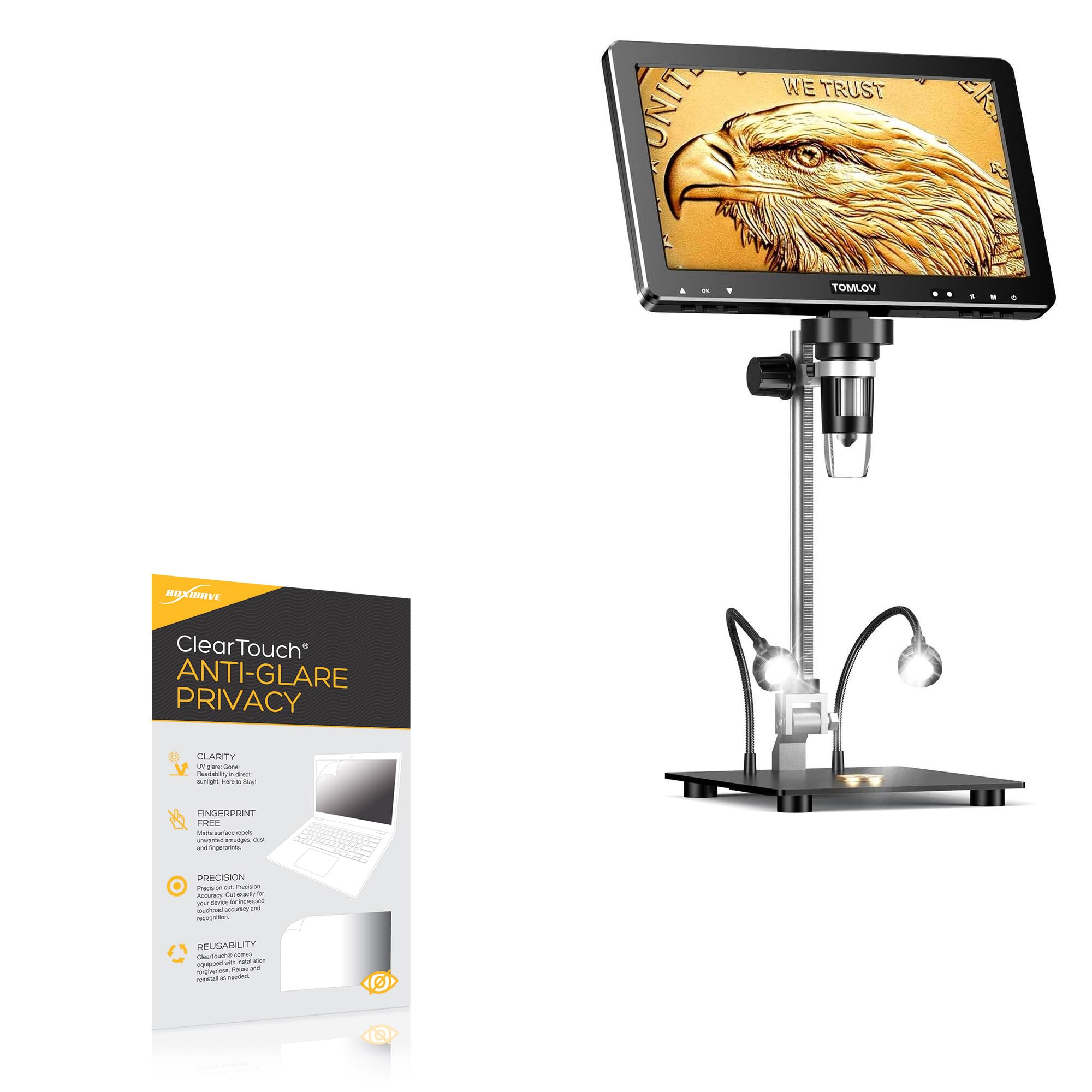 BoxWave Screen Protector Compatible with TOMLOV DM9 Max HD Digital Microscope (10.1 in) - ClearTouch Anti-Glare Privacy (2-Pack), Privacy Screen Protector Flexible Film Anti-Glare