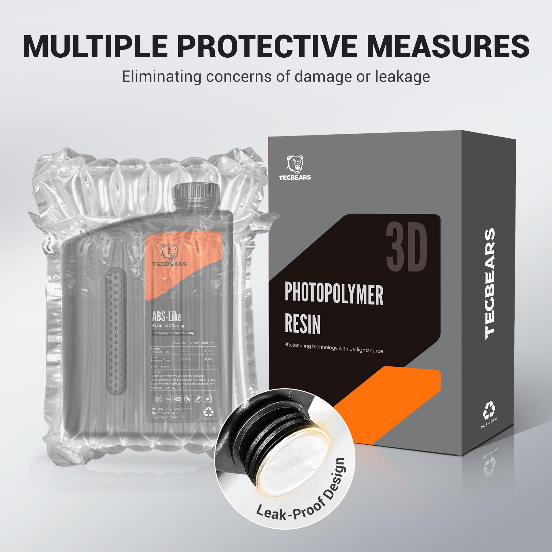 TECBEARS Resina ABS-Like para impressora 3D Gris oscuro 2KG, UV 405nm Curado Resina, Alta resistencia, fuerte tenacidad y alta precisión, Compatibilidad con LCD y DLP Impresoras 3D