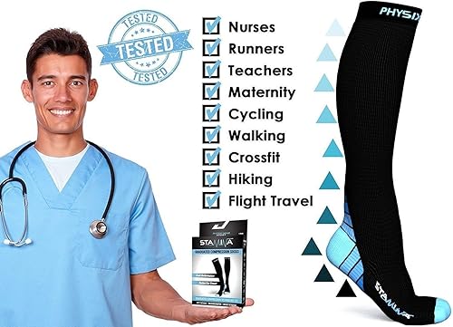 Miniatura 22 de Physix Gear - Calcetines de compresión 20-30 mmHg, para hombres y mujeres, para correr, enfermeras, espinillas, vuelo, viajes