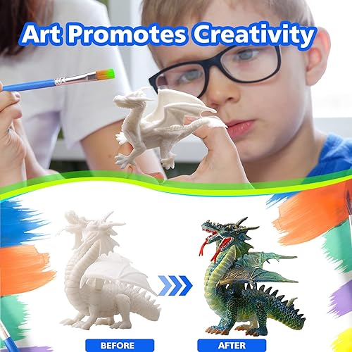 Miniatura 2 de SOLDAY Juegos de pintura de Dragon Toys para niños, artes y manualidades de 3, 6, 5, 7, 9, 12 años, para pintar tus propias figuras pintables,