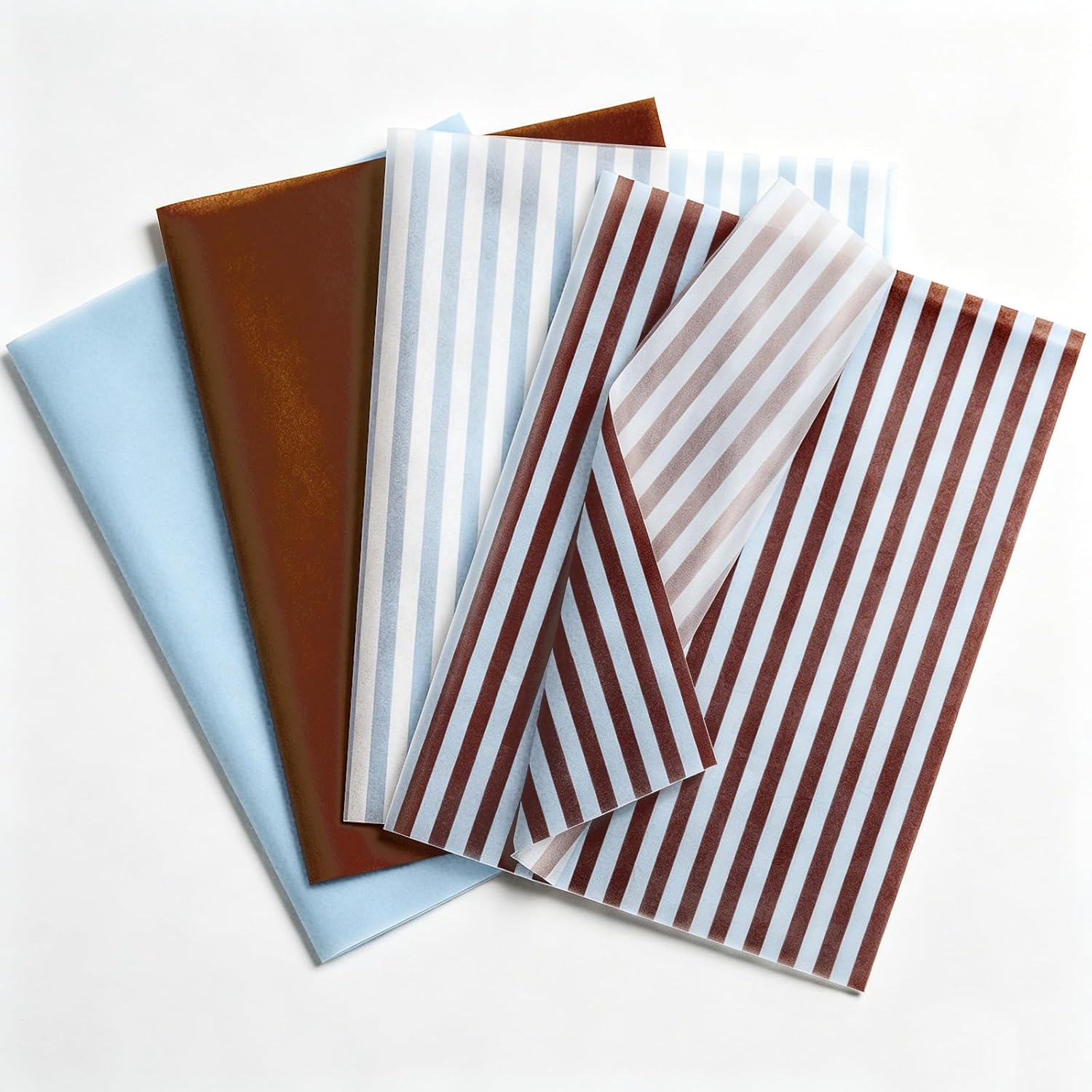 JarThenaAMCS 100 Sheets Stripe Tissue Paper Brown and Light Blue Striped Gift Wrapping Paper Decorative Art Tissue for DIY Crafts Birthday Baby Shower Gender Reveal Party, 14 x 20 Inch