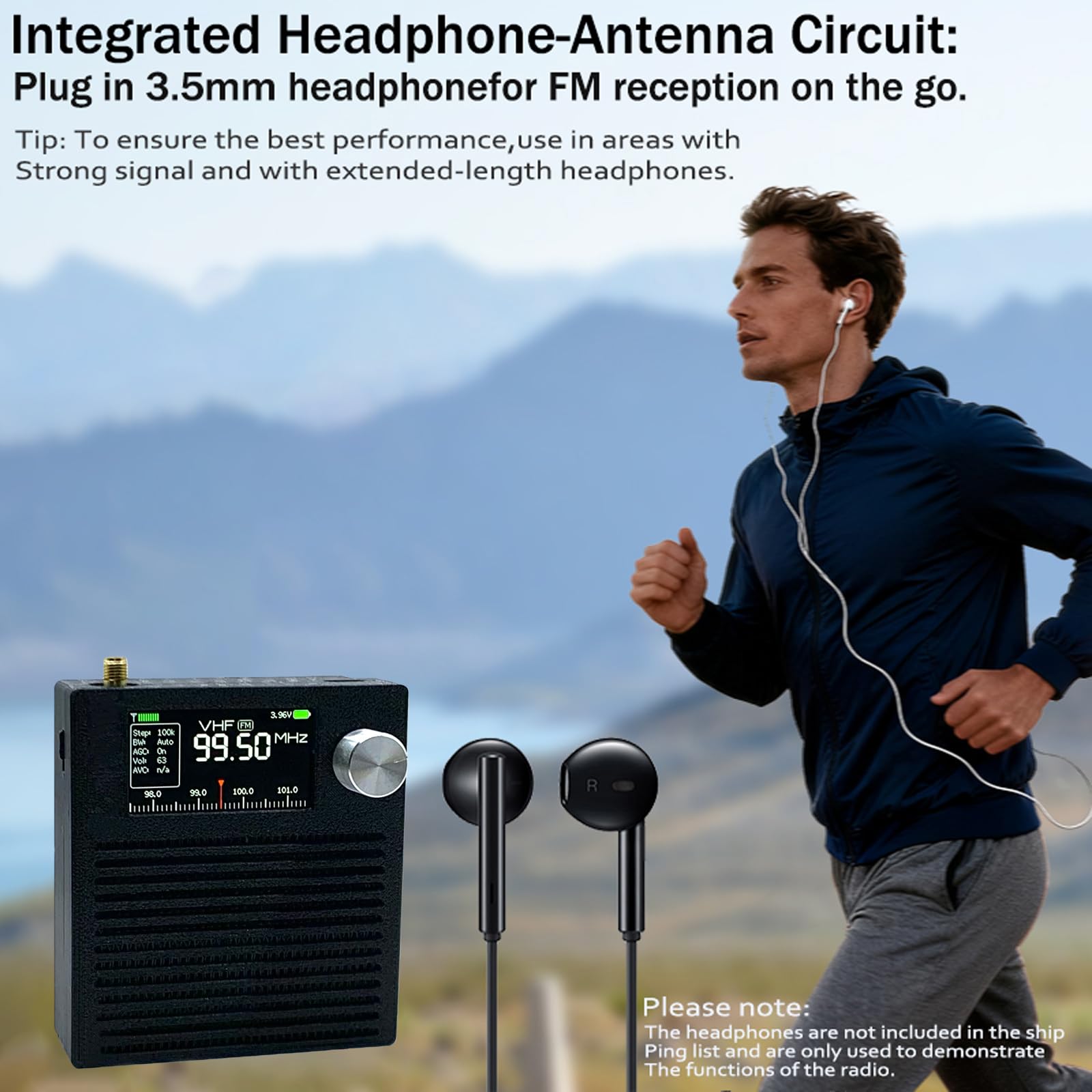 Radio de bolsillo portátil de 3000 mAh batería amplificador circuito con antena para regalos familiares de ancianos en interiores y exteriores, correr, uso de emergencia