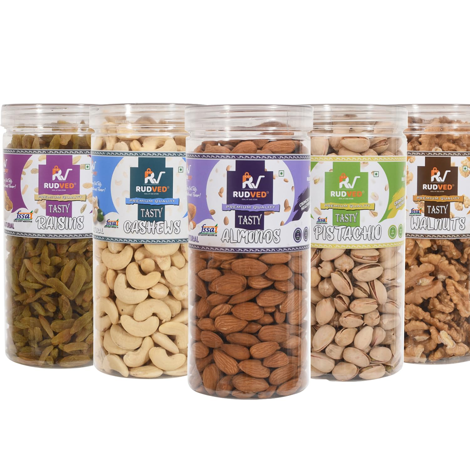 RUDVED Dry Fruits Jar Combo Pack of 5 X 500 gm Almonds Cashew Pista Raisins Walnuts (B0D47R5M2M) Amazon Price History, Amazon Price Tracker