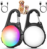 Coolice 2-Pack LED Dog Collar Lights for Night Walking - 100LM Bright, 4 Modes, Rechargeable Waterproof Clip-On for Running, Camping, Cycling