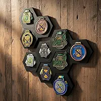 Porta Medalhas Hexagonal Colméia Suporte para Medalhas Modular de parede - Kit com 10 unidades (PRETO)