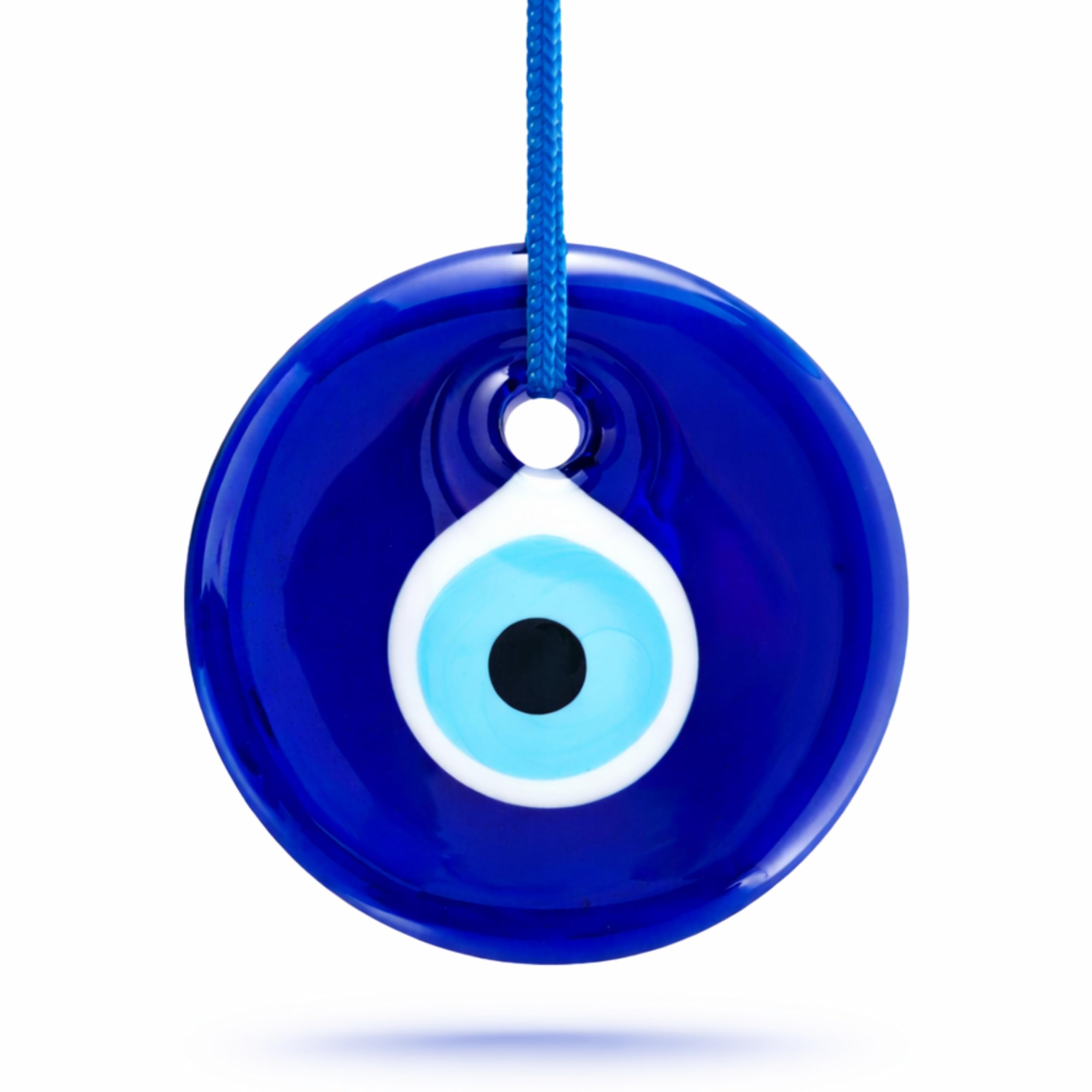 3.5" Glass Blue Evil Eye Wall Hanging Ornament - Evil Eye Decor - Turkish Handmade Nazar Amulet - Home Protection Charm - Evil Eye Wall Decor Amulet in a Box