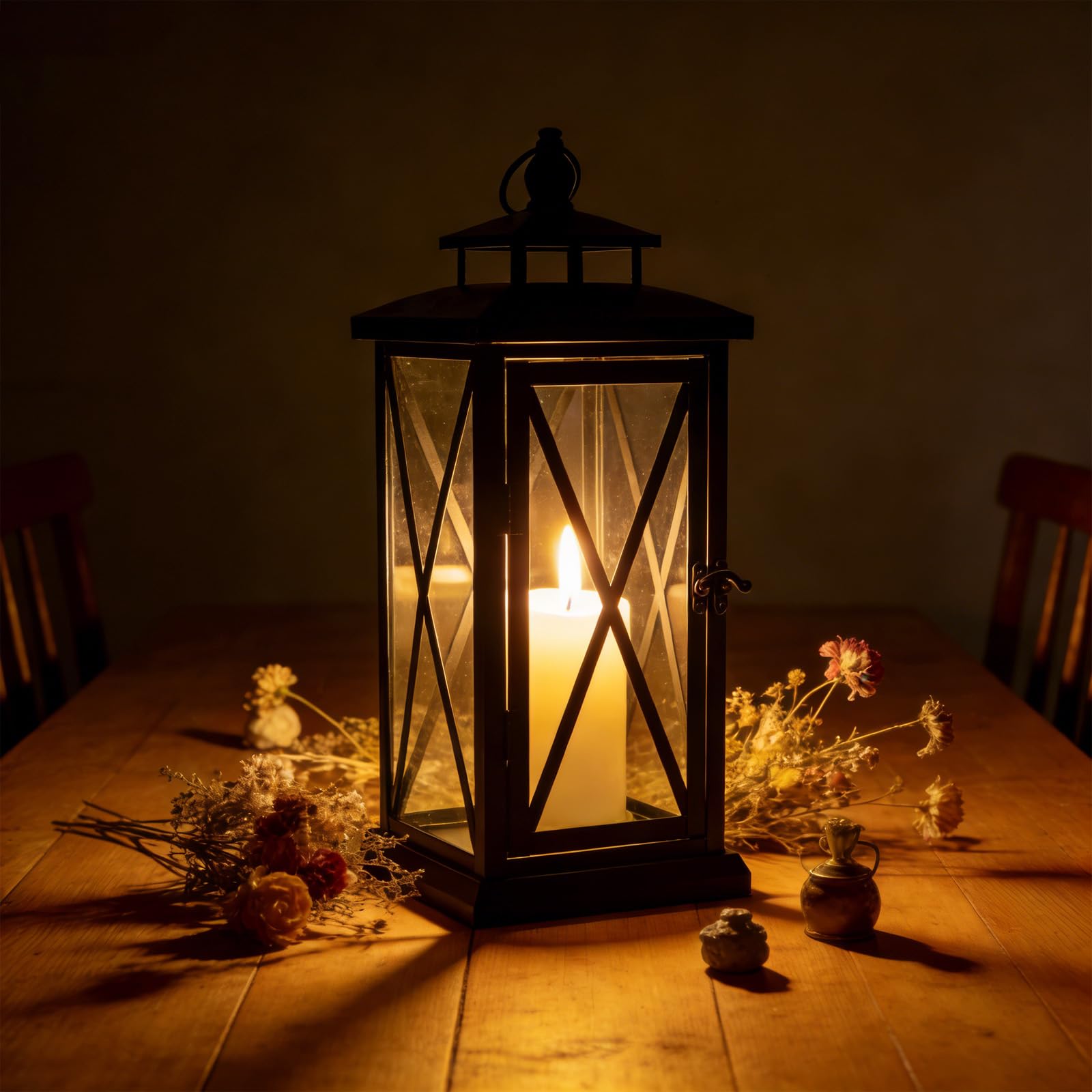 Lanterna nera, 28,5 cm, in metallo, per decorazione di candele, lanterna per tomba, lanterna decorativa in metallo, resistente alle intemperie, per pareti esterne, soggiorni, tavoli, bar, studi