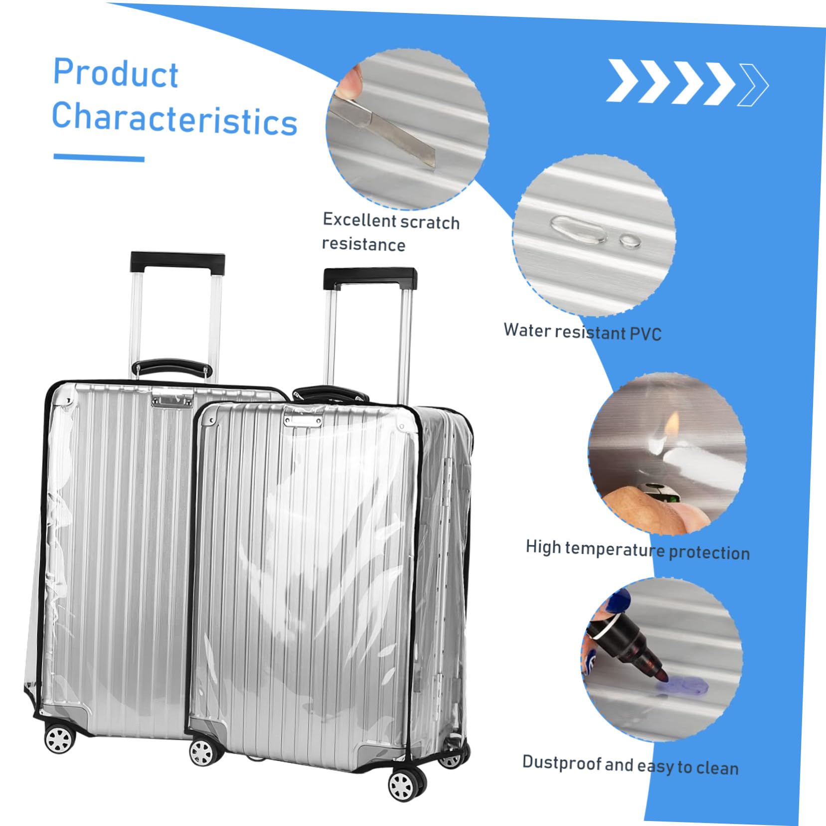 2pezzi Copertura Trasparente per Valigia in Pvc e Resistente Adatta per Valigie da Viaggio da Copertura Sufficiente per Proteggere Efficacemente