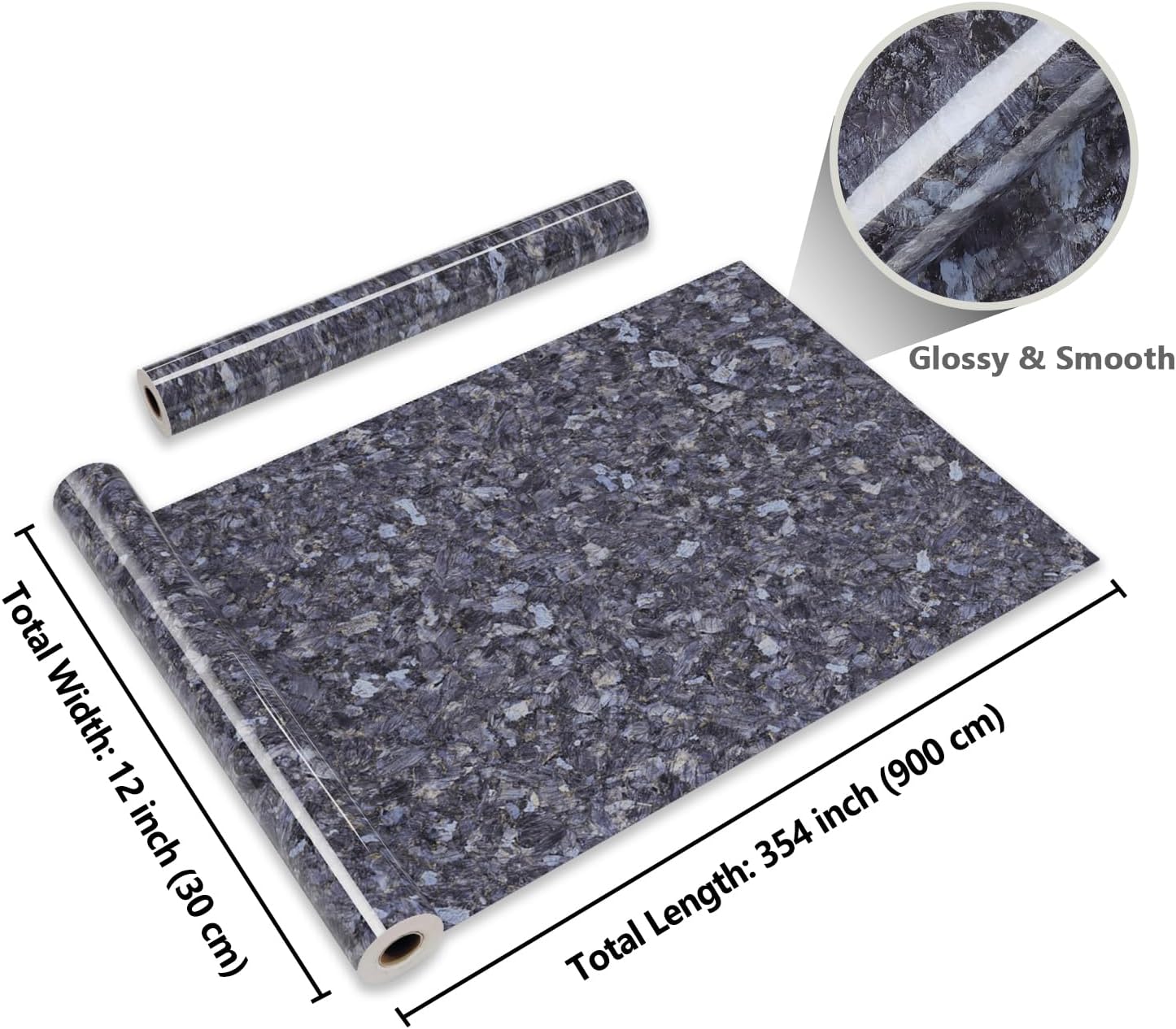 CRE8TIVE Granite Contact Paper for Countertops Blue Violet Marble Wallpaper Kitchen Counter Top Peel and Stick Waterproof Vinyl Roll 12"x354" Adhesive Marble Contact Paper for Walls Laundry Room Desks