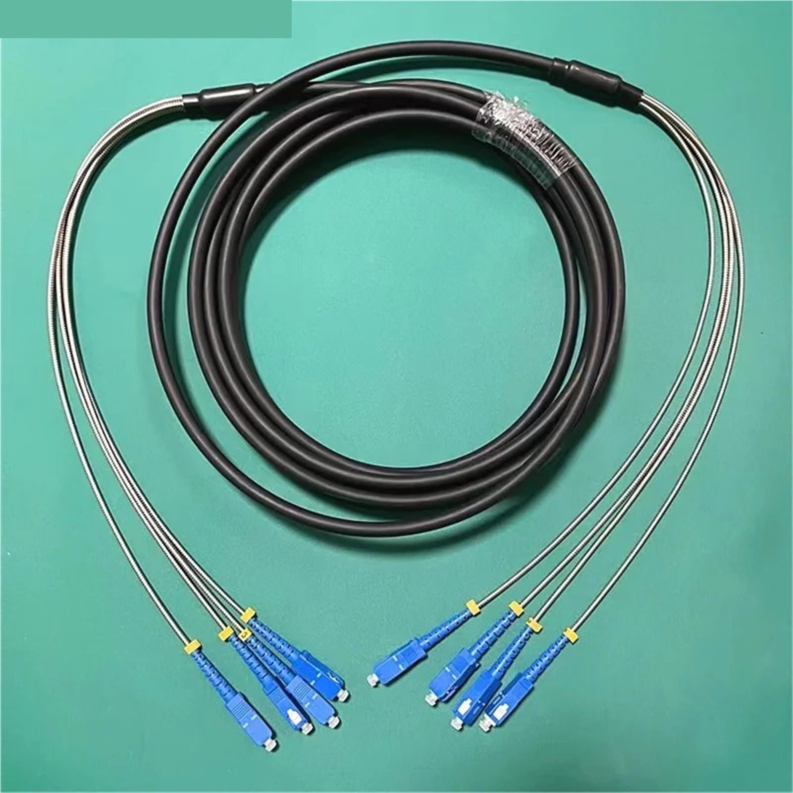 Lot de 5 cordons de raccordement en fibre optique monomode d'extérieur (4 cœurs LC-LC OM2)