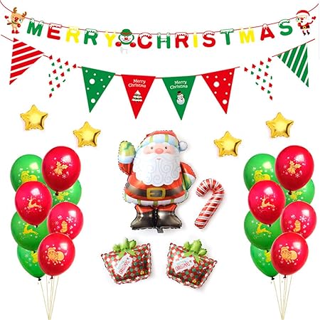 Amazon Sujesi クリスマス サンタクロース バルーンセット クリスマス飾り アルミバルーンセット 装飾 豪華 飾り付け 風船 セット パーティー 学園祭 デコレーション バーktv会場の装飾 風船 バルーン おもちゃ