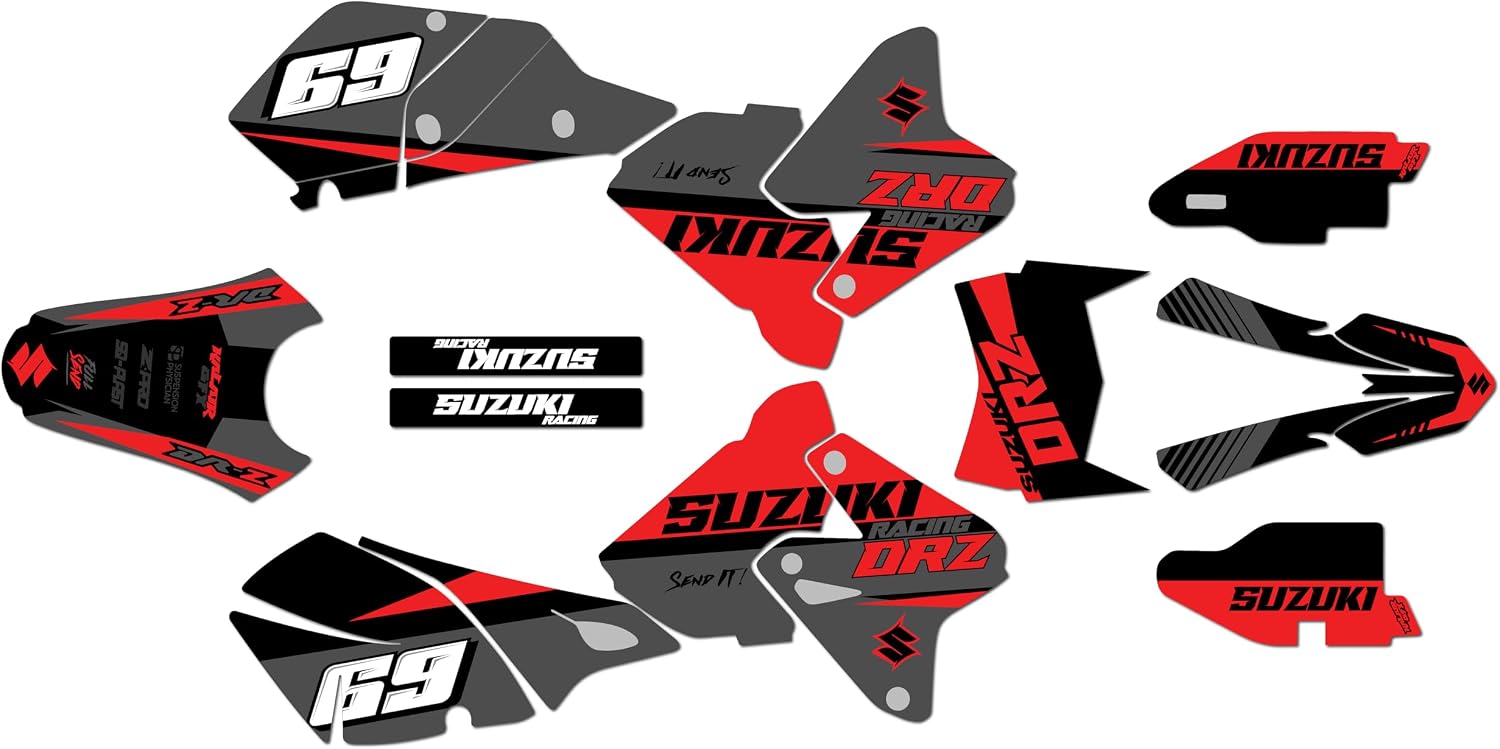 Graphics Kit for Suzuki DRZ400 (2000-2024) Voltaic Series Yellow 9 Mil - Easy Go - Dirt Pit Bike Motorcycle Stickers, Dirtbike Racing Automotive Decal Motocross Accessories no-Plastics