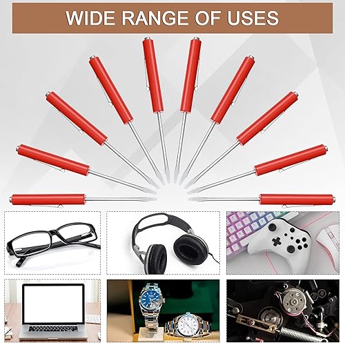 Miniatura 22 de Honoson 10 destornilladores de bolsillo mini tapas y clips de bolsillo, destornillador pequeño magnético ranurado con una sola cabeza de hoja