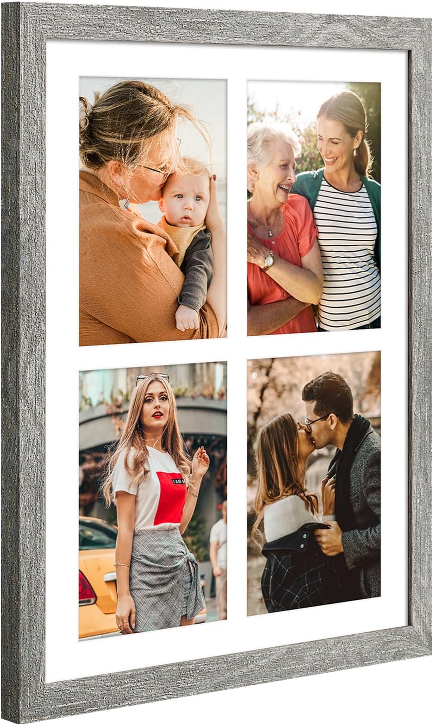 9x13 Collage frame with 4 Openings 4X6 Pictures, Multiple Picture Frame with Mat, Wall or Tabletop Decor, Grey Wood Grain,2 Pack - Image 3