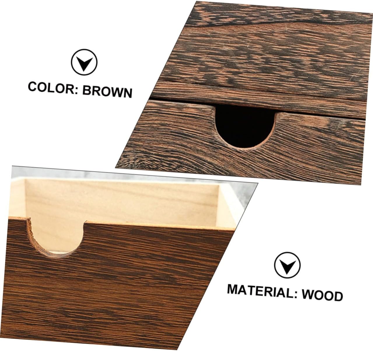 Zerodeko Wooden Multi-layer Storage Drawer Box with Pull-out Design Desktop Organizer for Kitchen Cosmetics Sundries Brown Wood Grain Texture Compact and Lightweight Storage