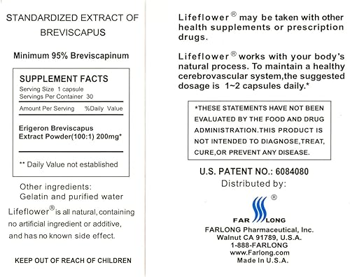 Miniatura 5 de Lifeflower, 100% natural, suplemento de hierbas para el cerebro juvenil, apoya el sistema cerebrovascular, mejorar la memoria, 30 cápsulas
