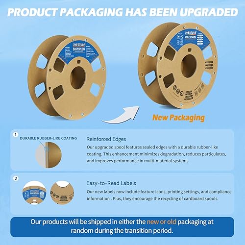 Miniatura 2 de OVERTURE Filamento de nailon para impresora 3D de 0.069 pulgadas, carrete de poliamida (PA), 2.2 libras, precisión dimensional +- 0.001 in, se