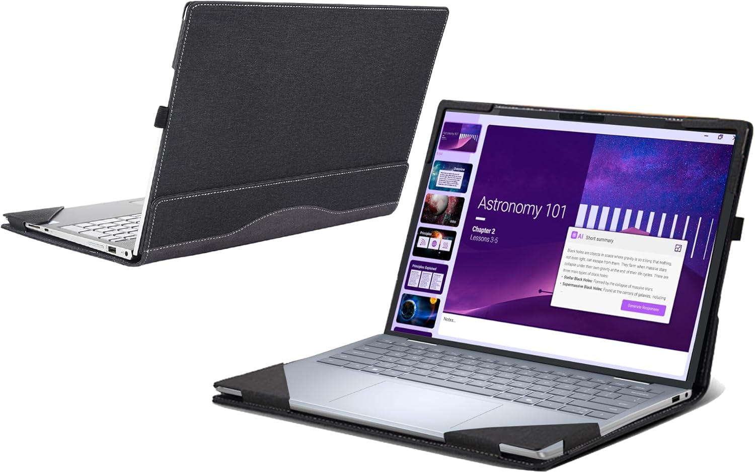 Laptop case for Dell 14 Plus 2-in-1 Laptop DB04250 DB14250 DB14255|Pro 14 Laptop PC14255 /PC14250 14''[not Compatible with Any Other Model] ，PU Leather Inside Pocket Cover (Dark Gray)