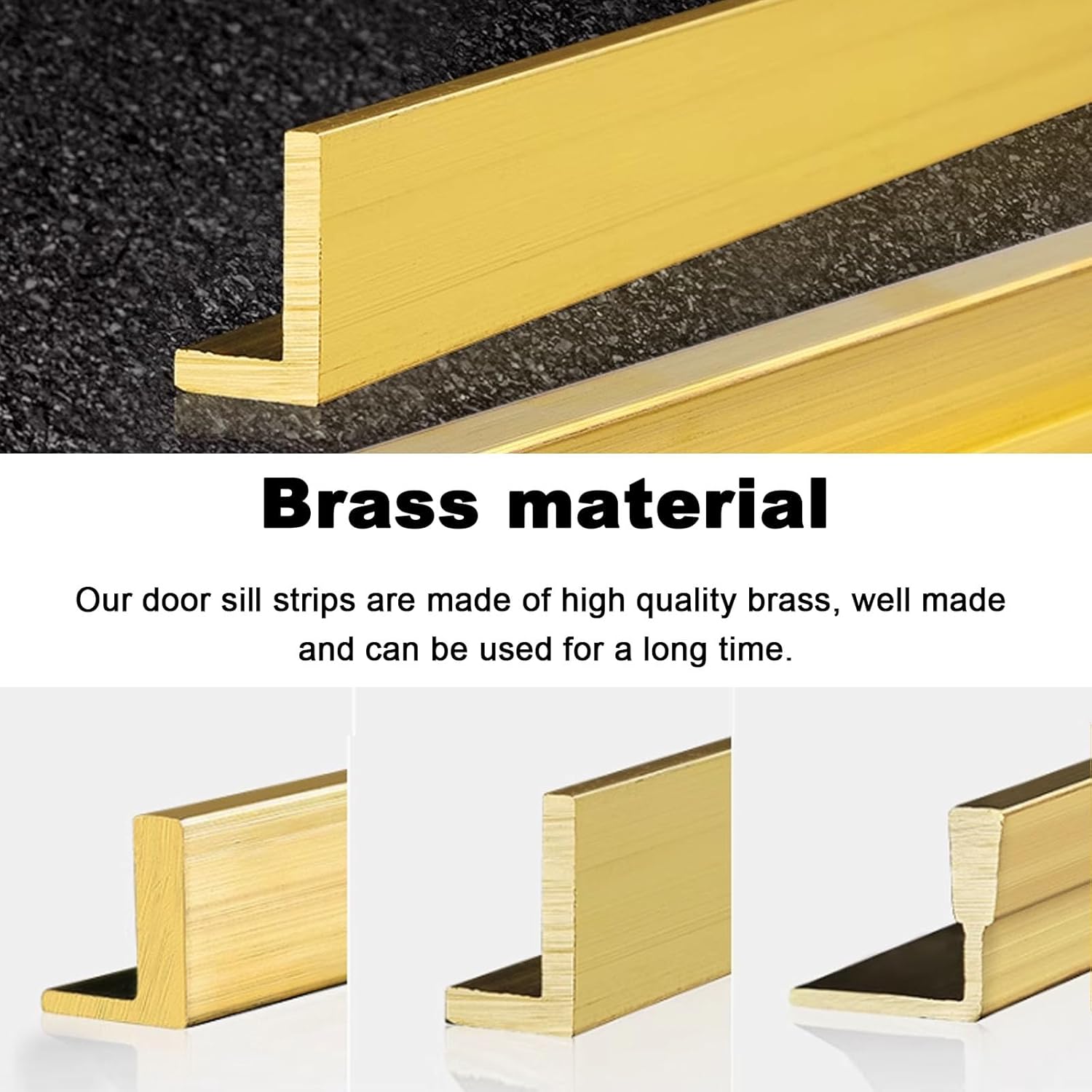 Brass Solid Threshold Transition Strip L Molding, Gap Smooth Joining Edging Strip for Tile to Wood, Cuttables Divider Bar (3x13x20cm)