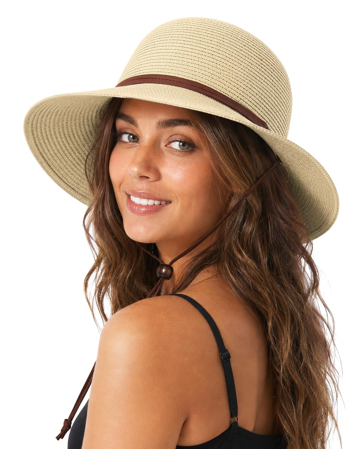 Feng Shui， S/M/L/XL/XXL Sombreros para el Sol Mujeres para Cabezas Grandes Sombrero de Paja de Verano Protección Solar Sombrero de Playa UPF 50+ Sombrero de Vacaciones Flexible de ala Ancha para