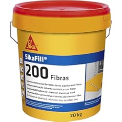 Revestimiento Impermeabilizante Para Paredes Sikafill-200 fibras, Rojo, Pintura acrílica con fibras de vidrio para impermabilización de cubiertas visitalbles y protección de pareces medianeras, 20kg