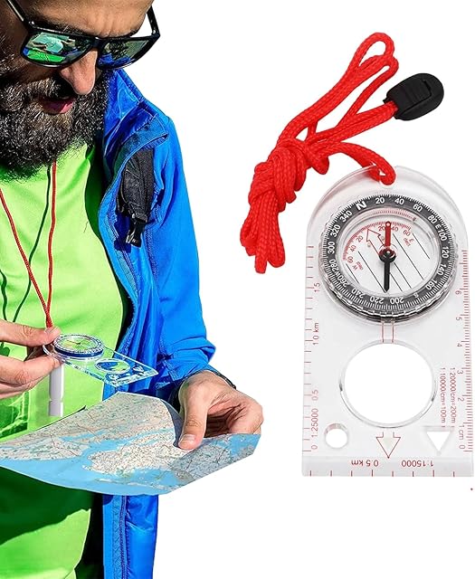 1Pcs Multifunctional Compass Orienteering with Magnifying Glass and Scale Portable Compass Navigation for Camping Hiking Trekking Climbing Orienteering and Any Other Outdoor Activity