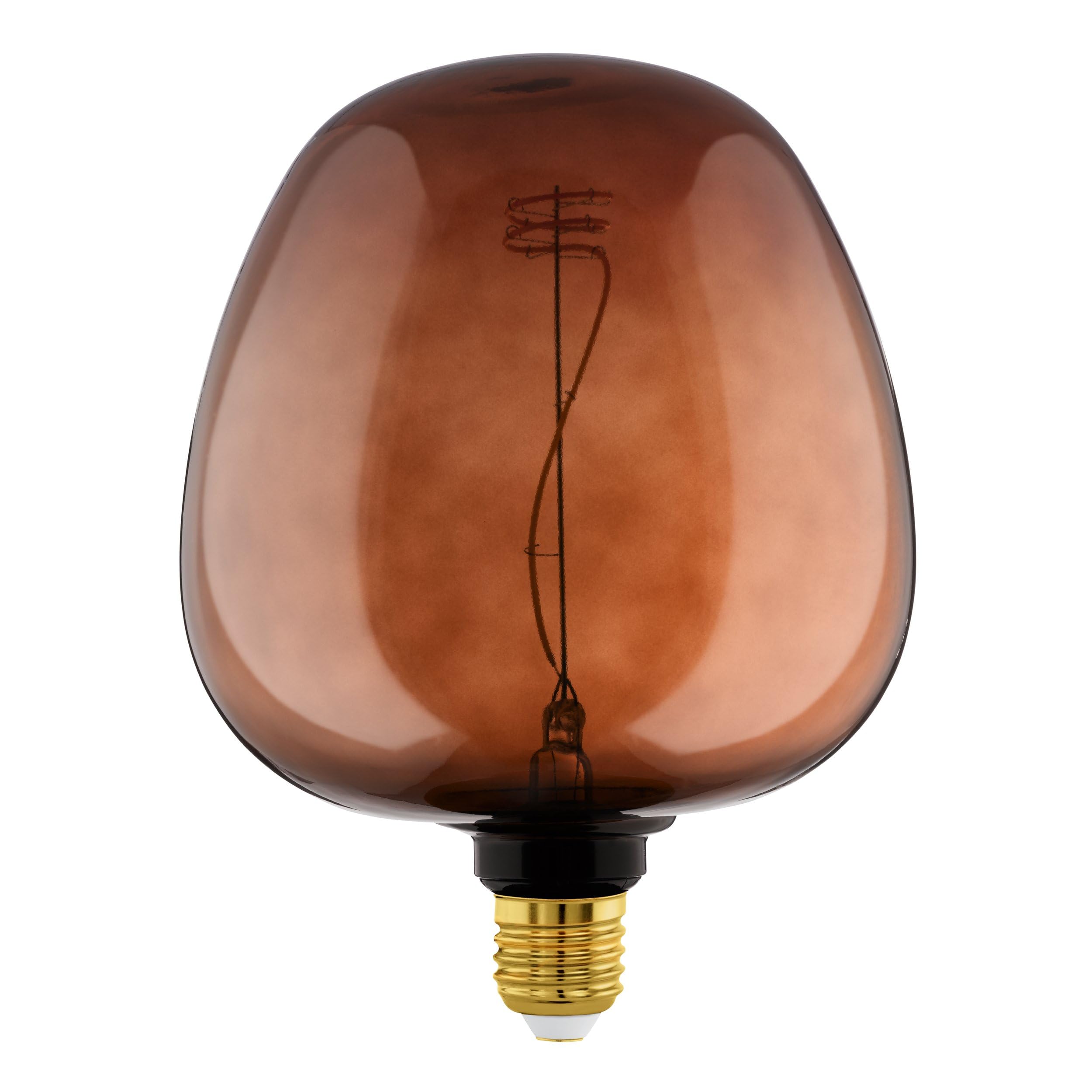 EGLO XXL E27 Lampe dimmbar, Spiral LED Retro Glühbirne Big Size, extra-großes Vintage Deko Leuchtmittel in Cognac braun, 4 Watt, 40 Lumen, warmweiß, 2000 K, L 25,5 cm