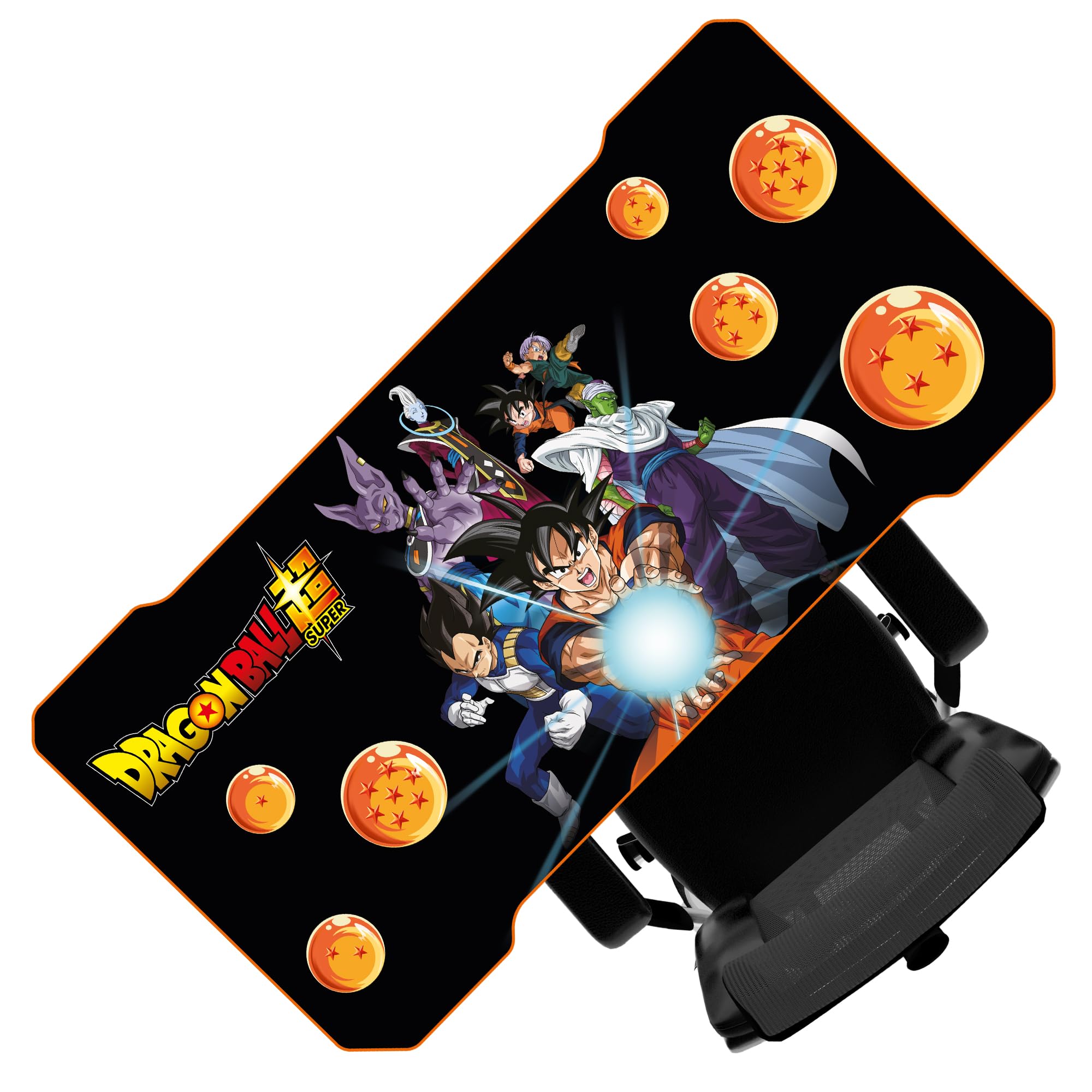 SUBSONIC - Scrivania da gaming ergonomica con finitura in carbonio e tappetino per mouse XXL Dragon Ball per PC Gaming - Licenza ufficiale - Piano nero e base arancione