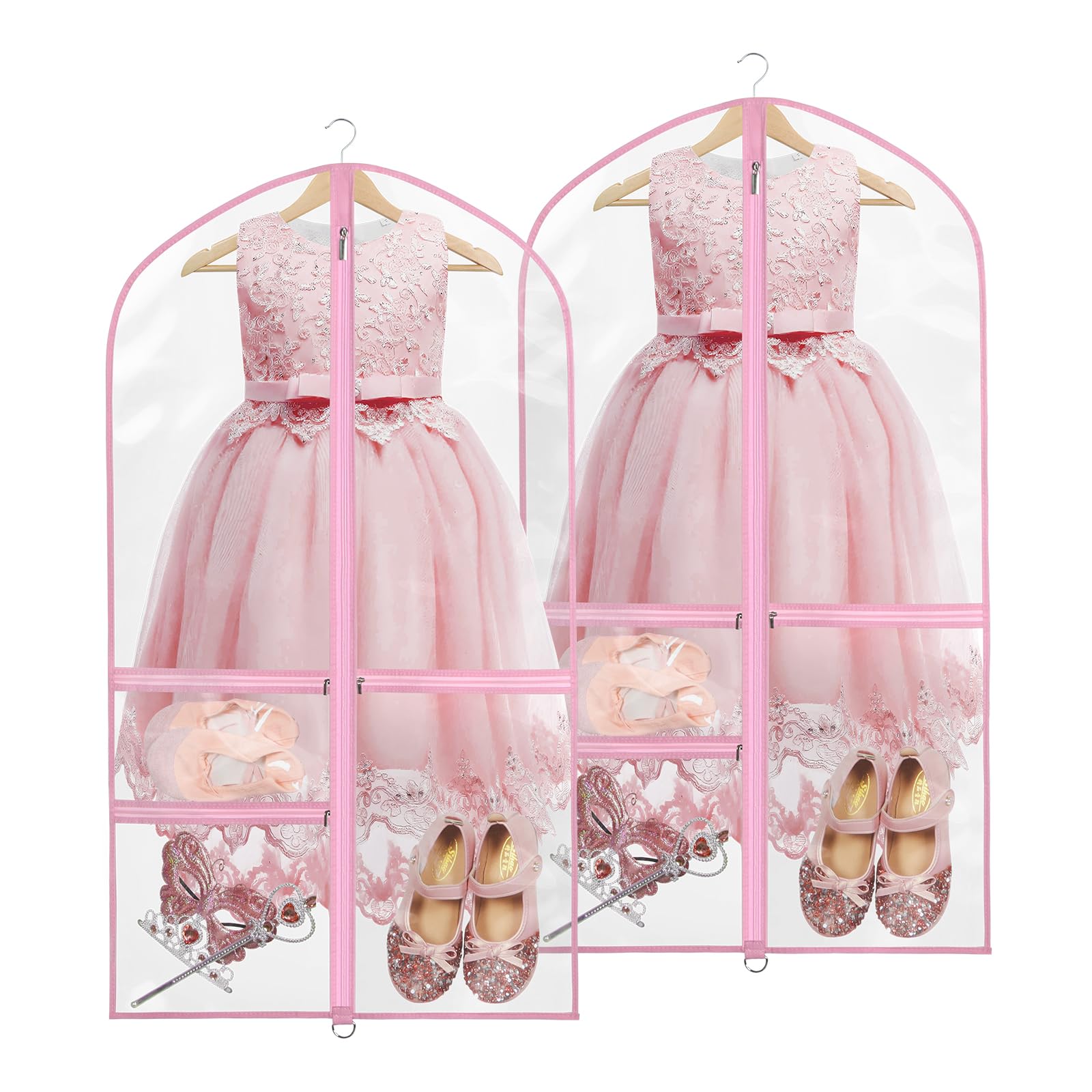 Zilink Clear Dance Garment Bags for Dancers 40 Dance Costume Garment Bag Kids Garment Bag with 3 Clear