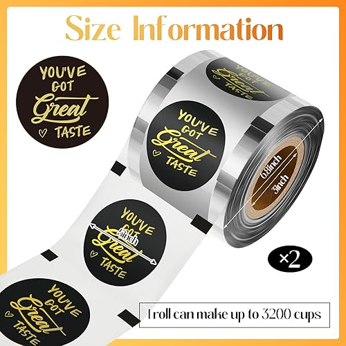 Miniatura 2 de 2 rollos de película selladora de tazas de plástico para tazas de té, 3.543-4.134 in, 6400 tazas de película selladora para vasos de papel de