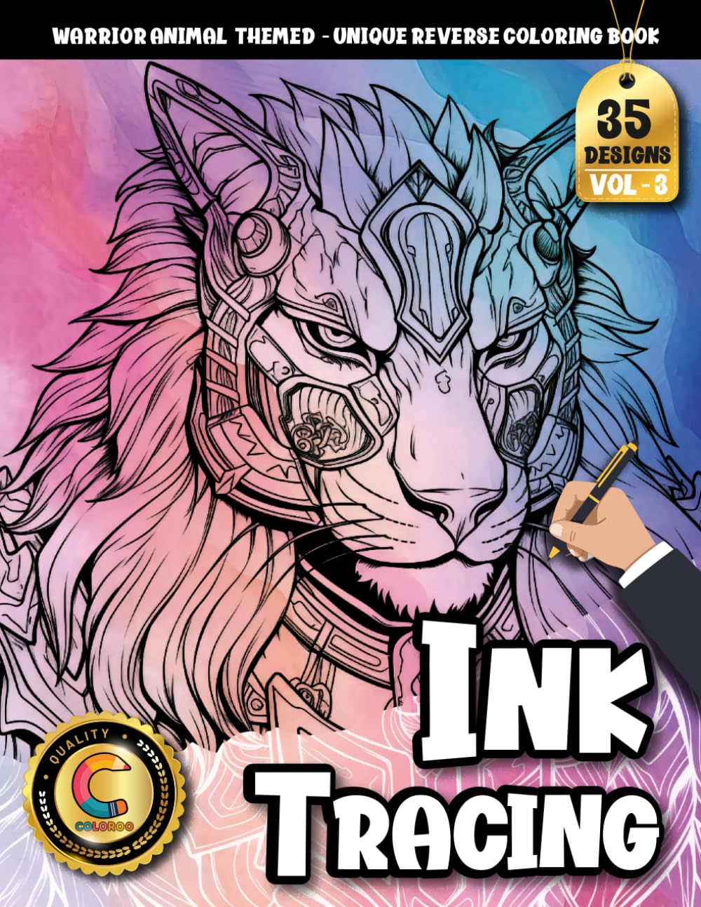 COLOROO Ink Tracing Book: Legendary Warrior Creatures for Calm and Artistic Confidence: Tracing art book for beginners and hobbyists | Easy-to-follow ... visuals (Warrior Animal Tracing Series)