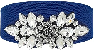 Rhinestone Stretch Belt Wide Formal Belt Women Fashion Belts Elastic Dressy Waist Accessories
