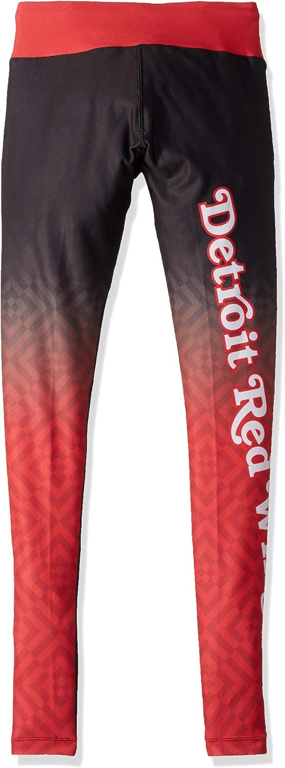 NHL Detroit Red Wingsレディースグラデーションプリントレギンス、赤、XS