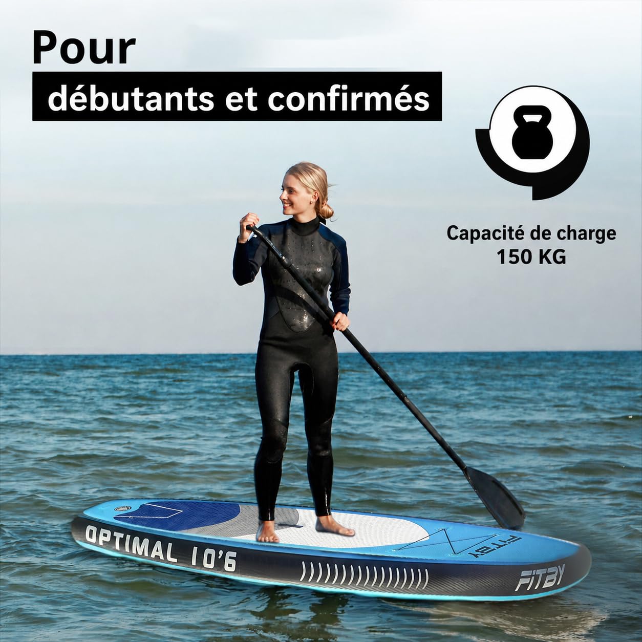 Planche de Stand up Paddle Gonflable 310 cm PVC Léger pour Tous Niveaux