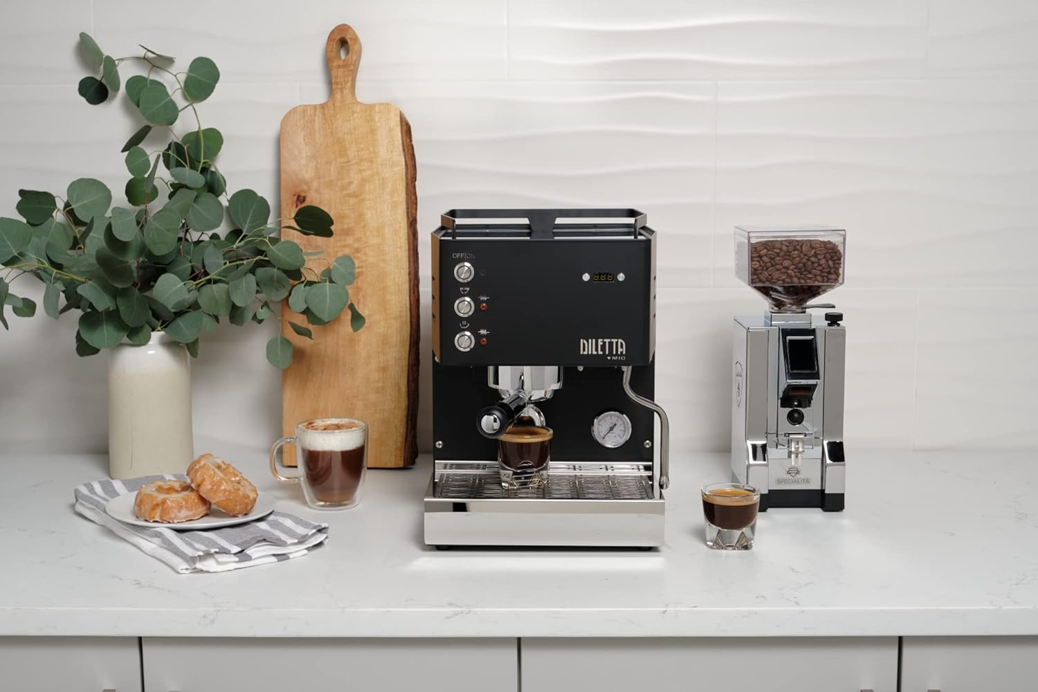 Diletta Mio Espresso Machine (Black) Bundle w/Rocket Espresso 58mm Bottomless Portafilter