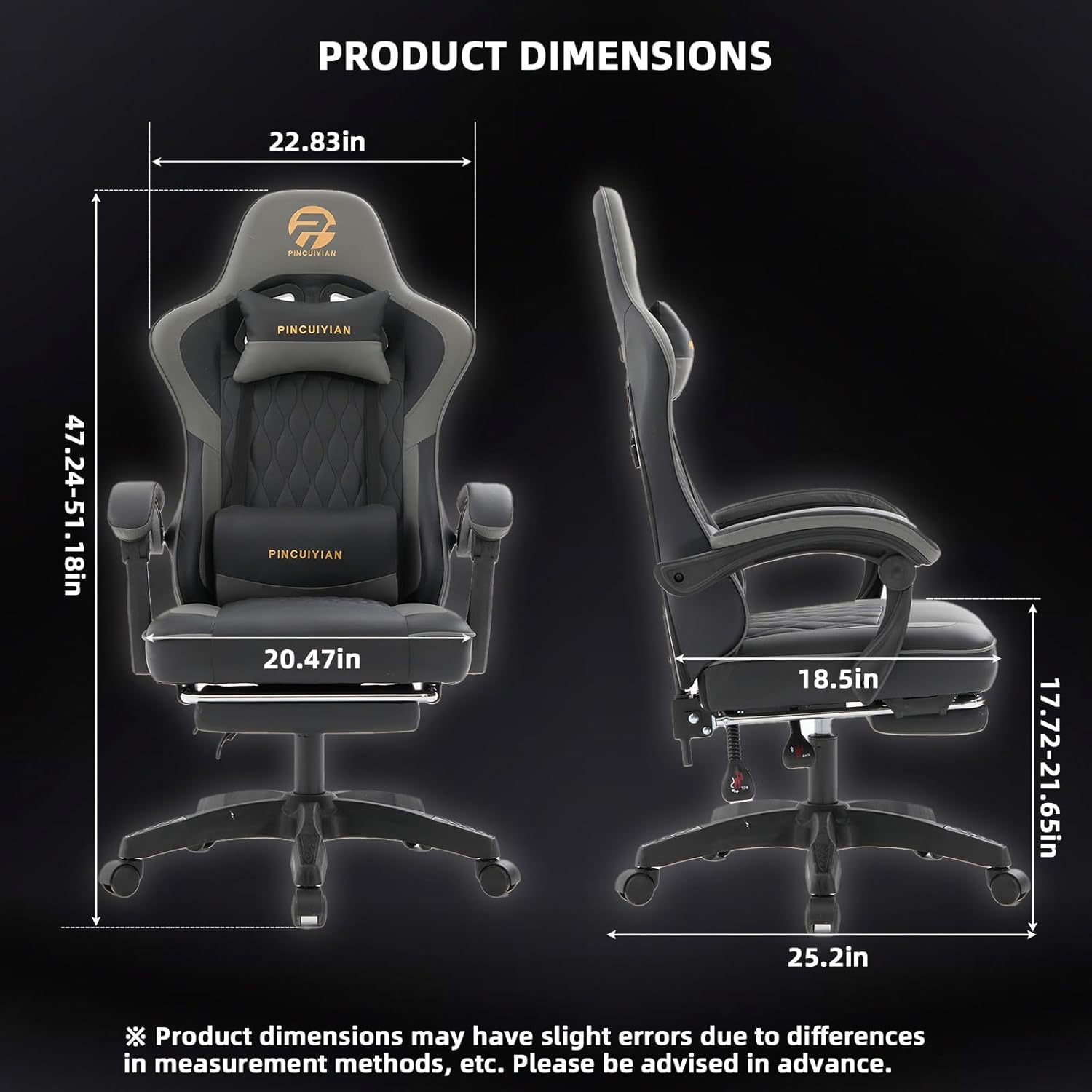 Gaming Chair, Video Game Chair with Retractable Footrest and Lumbar Support, High Back Ergonomic Computer Chair, PU Leather Gamer Chairs