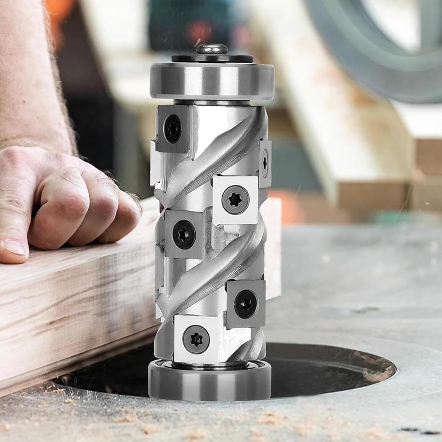 Heavy Duty Carbide Insert Spiral Flush Trim Router Bits, 1/2" Shank, 30mm Cutting Diameter,Top & Bottom Double Bearings Insert Flush Trim Router Bit for Woodworking Trimming