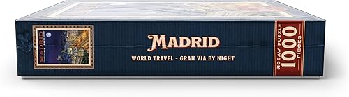 Miniatura 7 de MyPuzzle Madrid, España, Gran Vía por la noche, póster de viaje vintage, rompecabezas de 1000 piezas para adultos