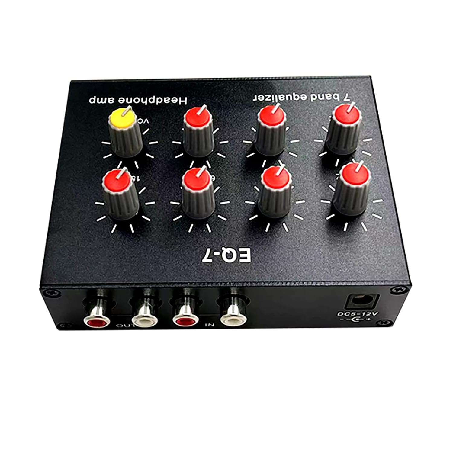 7 Band Sound Equalizer with 3.5mm Interface, Dual Channel Digital Equalizer, Aluminum Alloy Material for Car Stereo System