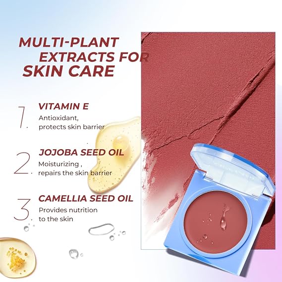 SACE LADY Black Blush Cream, Jelly Blush Color Change Black to Pink for Cheeks and Lips Tint, Multi-use All-in-One Makeup Cream Natural Glow Lasting Pigmented Moisturizing Lip