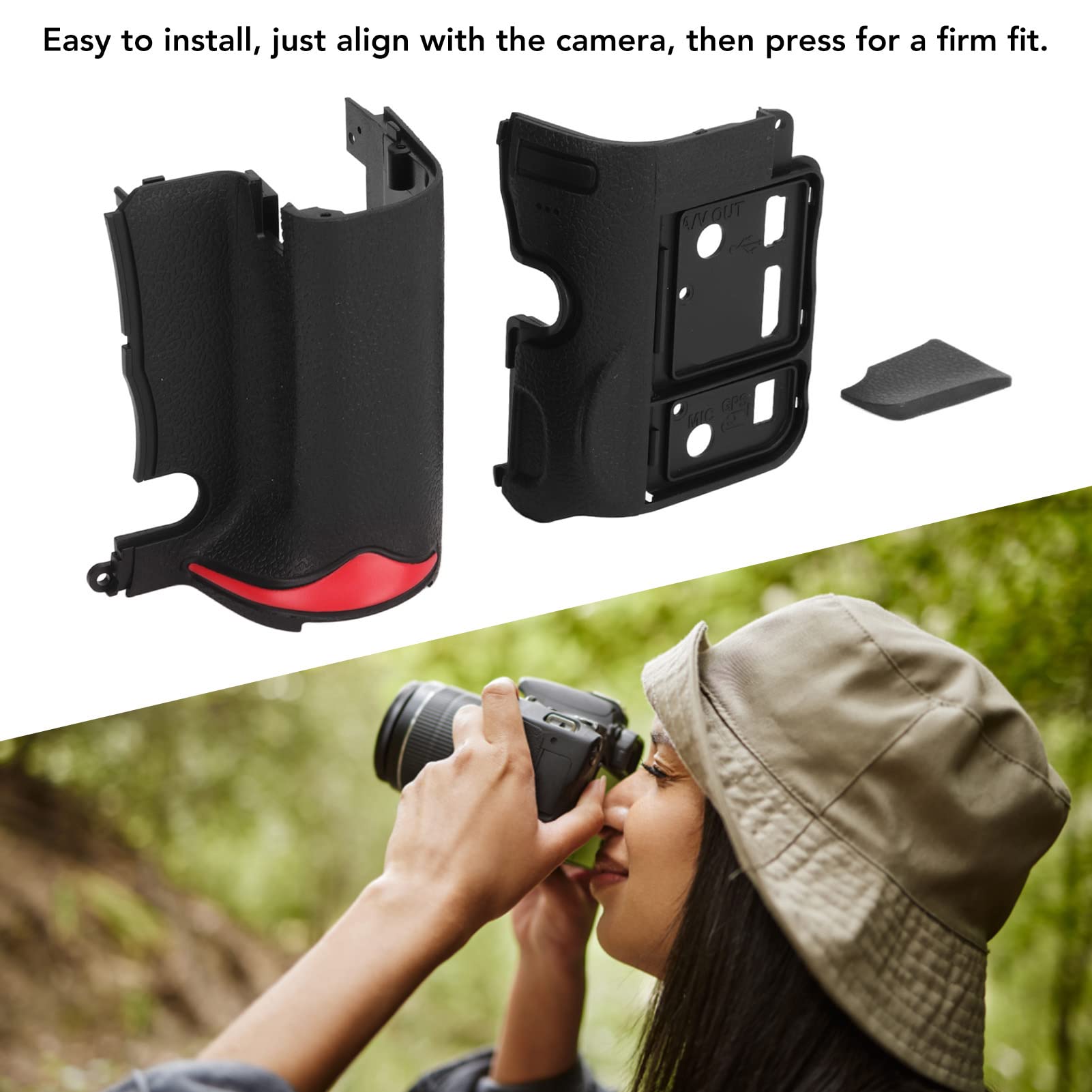 Copertura in Gomma per Corpo Fotocamera Digitale per D7000, Impugnatura Anti-vibrazione, Installazione Semplice, Gomma Nera da 0,9 Once, 3 unità per la Fotografia