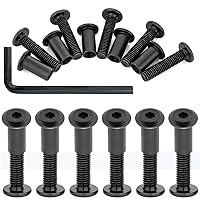 Vista 11 de 50 Piezas M6x20mm Pernos de Muebles Negros Tornillos Hexagonales y Tuercas de Barril Kit de Tornillos de Unión para Postes Conectores de Muebles