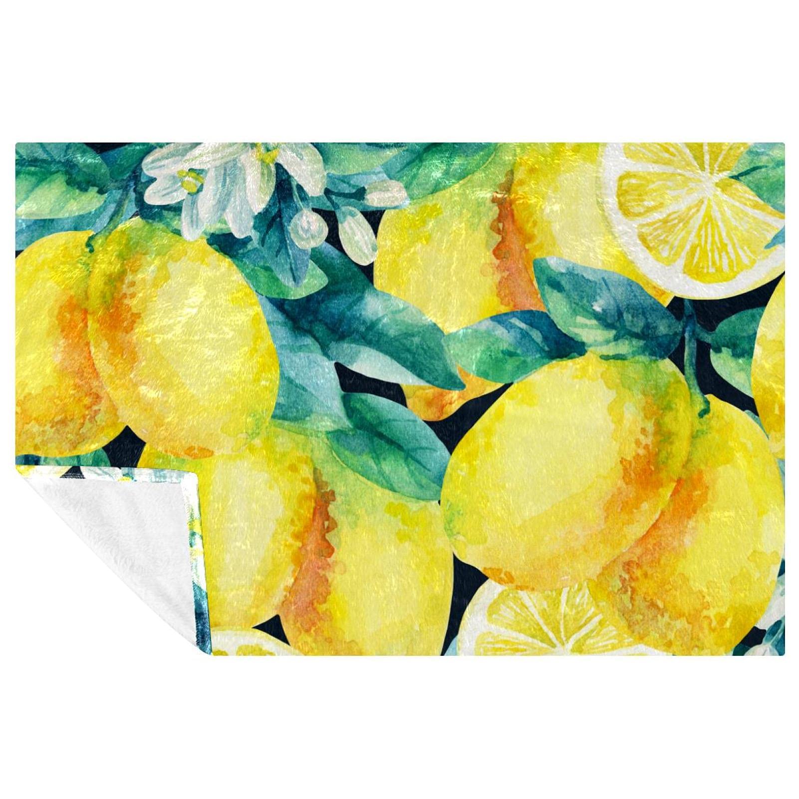 Couverture pique-nique et camping motif citron, un plaid de voyage compact et chaud 150x100 cm