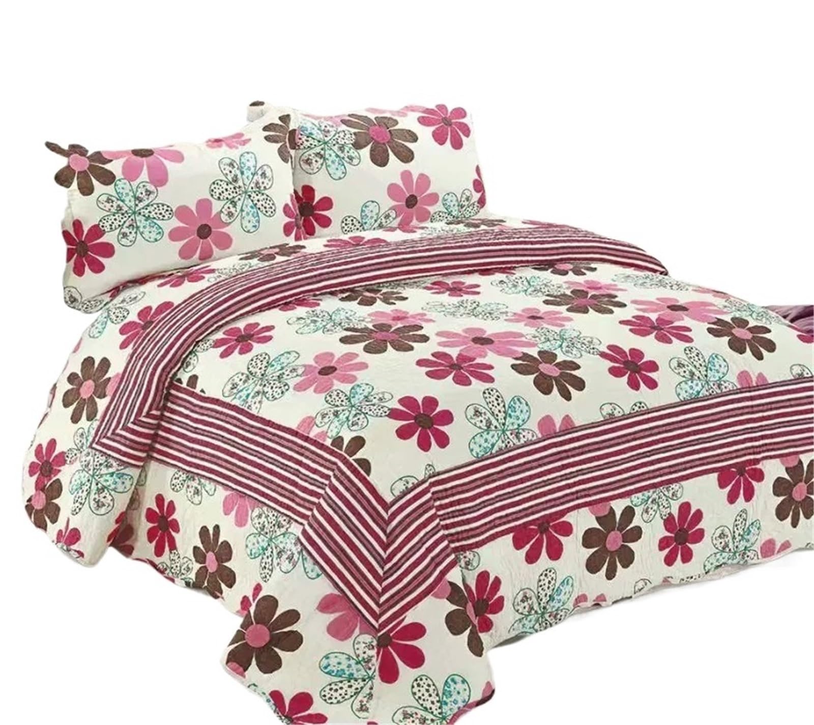 DAJGRHE Bedspread Plaid Cotton Quilt Set, Patchwork Blanket, Home Bedding, 3Pcs(Color 4)