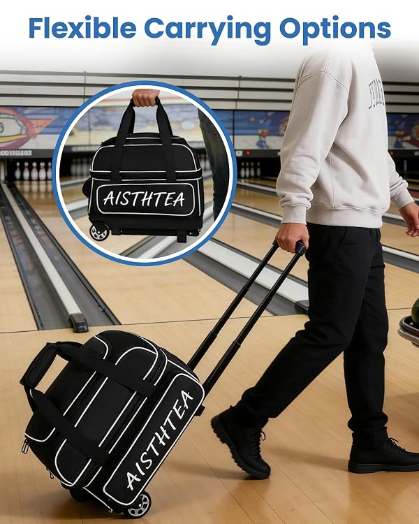 Aisthtea 2 Ball Bowling Bag with Wheels,Bowling Bags 2 Ball Roller by Aisthtea - Image 7