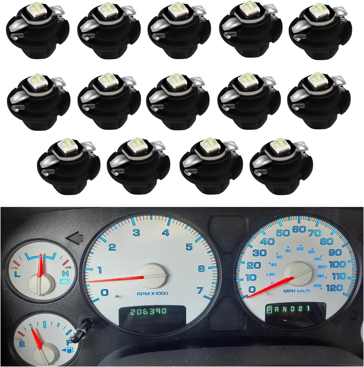 Ice Blue LED Lights Bulbs for Instrument Gauge Cluster Panel Speedometer Compatible with 2002-2006 Do-dge Ram 1500 2500 3500 Pickup Truck