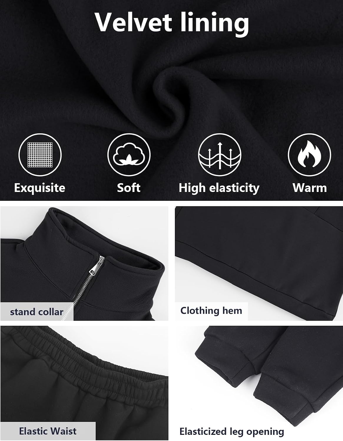 Gihuo Women's Fleece 2 Piece Sweatsuits Outfits Half Zipper Pullover Sweatshirt Joggers Matching Set Tracksuits