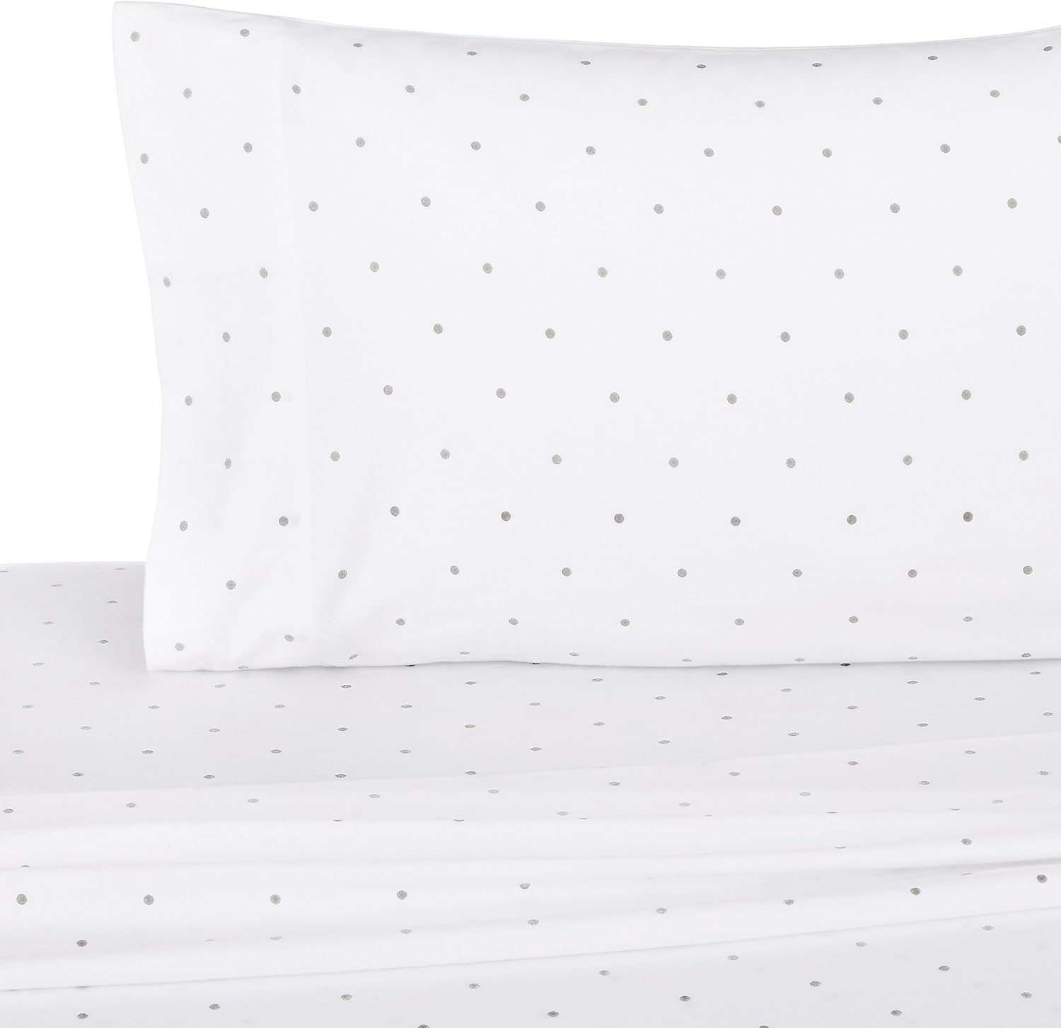 Amazon Brand – Pinzon 170-Gram Flannel Cotton Bed Sheet Set, Twin, Grey Dot
