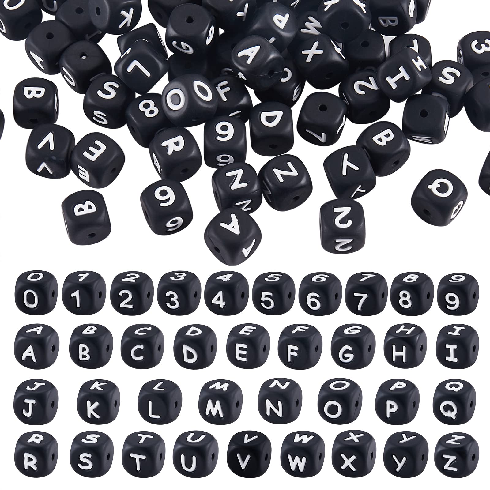 Cuentas Cúbicas De Acrílico Blanco Y Negro - 6mm, Agujero 3.5mm, Pack De 100 Piezas