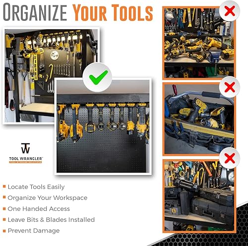 Vista 7 de Tool Wrangler Dewalt - Organizador de soporte de herramientas - Se adapta a 20 V - 8 soportes de herramientas DeWalt Soporte de pared Dewalt